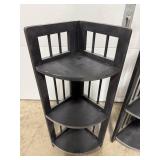 Pair of 3-Tier Corner Wood Shelf Units with Metal Shoe Rack