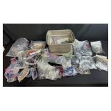 Large Assorted Lot of Necklace Chains and Jewelry Cords with Storage Bin