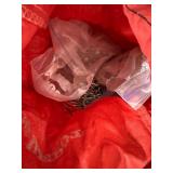 Storage Bin Lot with Chains, Clotheslines, Tarp, Bags, and Organizer Pouches