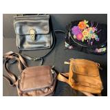 Collection of 4 Vintage and Designer Crossbody Bags - Fossil, Hobo, Coach, Embroidered Velvet