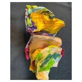Collection of Vintage Handbags and Colorful Silk Scarves