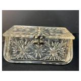 Vintage Clear Carved Lucite Purse and Decorative Gold Tone Boxy Purse w Top Handle