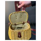 Collection of 3 Vintage Purses: Etienne Aigner Handmade Wicker, Hillard & Hanson Beaded, Brown Leather Pouch