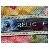 Collection of 3 Handbags: Relic Floral Bag, La Tour Eiffel Colorblock Backpack, and Metallic Mesh Purse