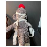 Vintage Black Handbag, Beaded Purse, and Plushland Sock Monkey Backpack