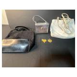 Set of 3 Stone Mountain Handbags and Gold Dipped (Plated) Leaf Brooch & Pendant