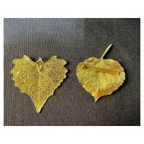 Set of 3 Stone Mountain Handbags and Gold Dipped (Plated) Leaf Brooch & Pendant