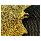 Set of 3 Stone Mountain Handbags and Gold Dipped (Plated) Leaf Brooch & Pendant