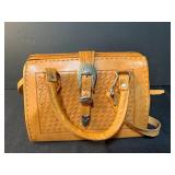 Force Ten West Leather Handbag and Multicolor Woven Drawstring Purse