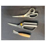 Collection of Scissors, Folding Rulers, and Measuring Tools