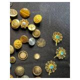 Vintage and Decorative Brass Metal Buttons Assortment