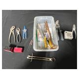 Mixed Lot of Hand Tools and 36pc 1/8in Steel Stamping Set - qty not verified