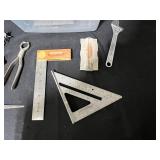 Mixed Hand Tools Collection with Marking Tools and Organizer Bin