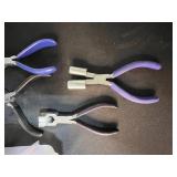 Lot of Assorted Specialty Pliers, Washers, and Metal Rings with Storage Bin