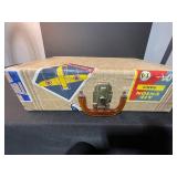 Pair of Vintage Suitcases with Travel Stickers and Velvet Lining