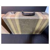 Pair of Vintage Hard-Sided Suitcases with Fabric Exterior
