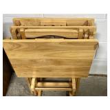 Set of 4 Wooden Folding TV Trays with Stand