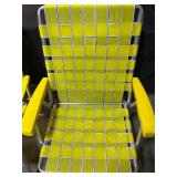 Pair of Vintage Yellow Webbed Aluminum Lawn Chairs