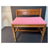 Wood Bench with Pink Cushion