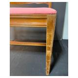 Wood Bench with Pink Cushion
