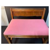 Wood Bench with Pink Cushion