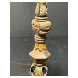 Antique Floor Lamp Parts with Ornate Base and Wooden Stand