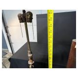 Antique Floor Lamp Parts with Ornate Base and Wooden Stand
