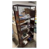 Metal Industrial Shelving Unit with Mesh Sides, 65x30x11 Inches5 Shelves & Mixed Workshop Lot with Pliers Sets, Hand Tools, Bungee Cords and Grinder