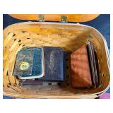Vintage Woven Basket with Collection of Autograph and Memory Books