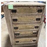 Antique Wooden 5-Drawer Chest with Distressed Finish