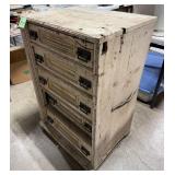 Antique Wooden 5-Drawer Chest with Distressed Finish