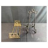 Vintage Brass Book Rack and Decorative Metal Easel Stand