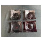 Set of 4 Textured Glass Square Dishes with Wavy and Checkered Designs