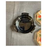 Set of 4 Vintage Floral Glass Coasters with Black Ashtray