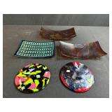 Collection of 5 Artistic Fused Glass Plates and Trays