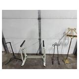Collection of 4 Music Instrument and Display Stands Including Brass Lyre Music Stand