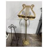 Collection of 4 Music Instrument and Display Stands Including Brass Lyre Music Stand