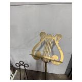Collection of 4 Music Instrument and Display Stands Including Brass Lyre Music Stand