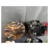 Collection of Decorative Art Glass Bowls and Trays Assorted Colors
