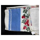 Assorted Vintage Linens and Fabric Pieces in Storage Tote