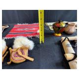 Lot of Native American and Folk Art Miniatures with Beaded Boots, Ladders, and Textiles