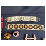 Lot of Native American and Folk Art Miniatures with Beaded Boots, Ladders, and Textiles