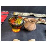 Lot of Native American and Folk Art Miniatures with Beaded Boots, Ladders, and Textiles