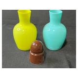 Collection of Vintage Mini Animal Figurines, Glass Vases, and Decorative Items Inc Van Briggle Colorado Springs Pottery