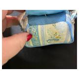 Hot Mon! Plaid Picnic Tin with Vintage Scarves, Doilies, and Sewing Accessories