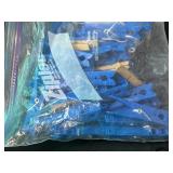 Assorted Clothespins, Carabiner Hooks, Curtain Hooks, Metal Wall Decor, and Bungee Cords