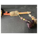 Native American Collectibles and Folk Art Lot with Baskets, Pipe, and Decor