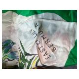 Vintage Handkerchief and Linen Collection with Basket, Flour Sack Apron, and Wooden Wine Holder