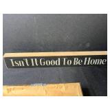 Home Decor Collection with Signed & Numbered Framed Art, Carved Angel, Hand-Painted Wood Piece, and Sign