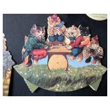 Collection of Vintage Buttons, Ribbons, Cat Die Cuts, and Antique Eyeglasses